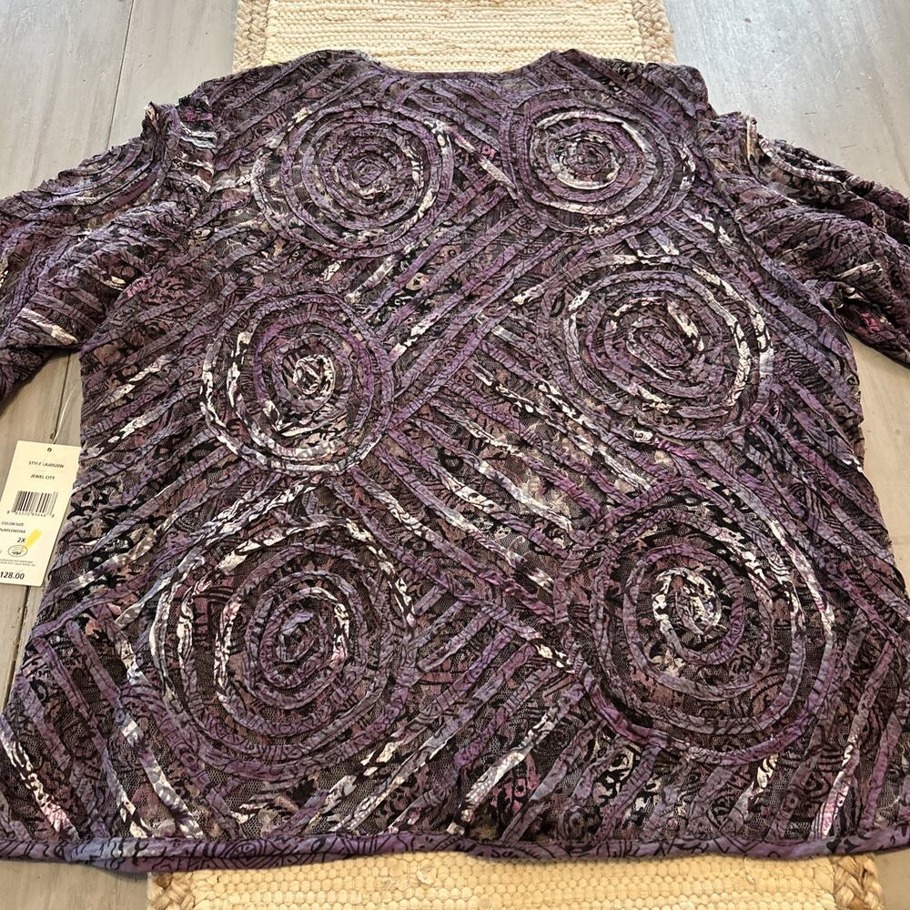 NWT Laura Ashley Purple Black Full Zip Circles Blazer Jacket Art To Wear Sz 2X - Picture 8 of 8